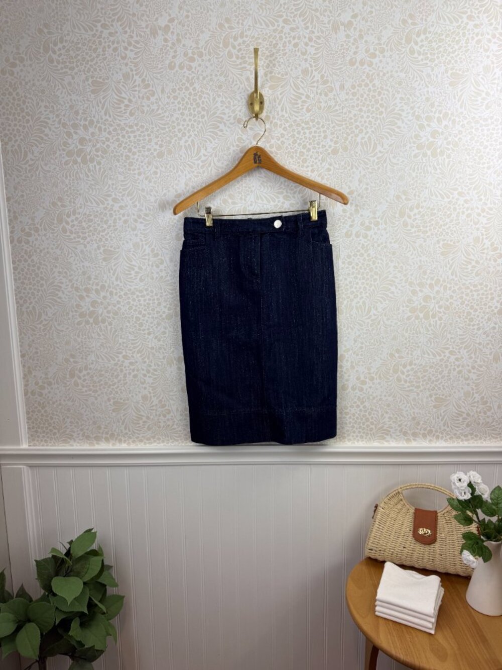 Christian Dior Boutique Metallic Denim Pencil Skirt - Size - 12